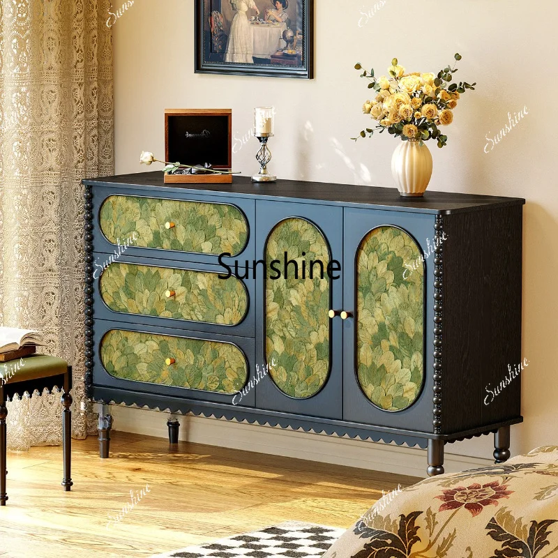 French medieval solid wood three buckets against the wall integrated storage bed