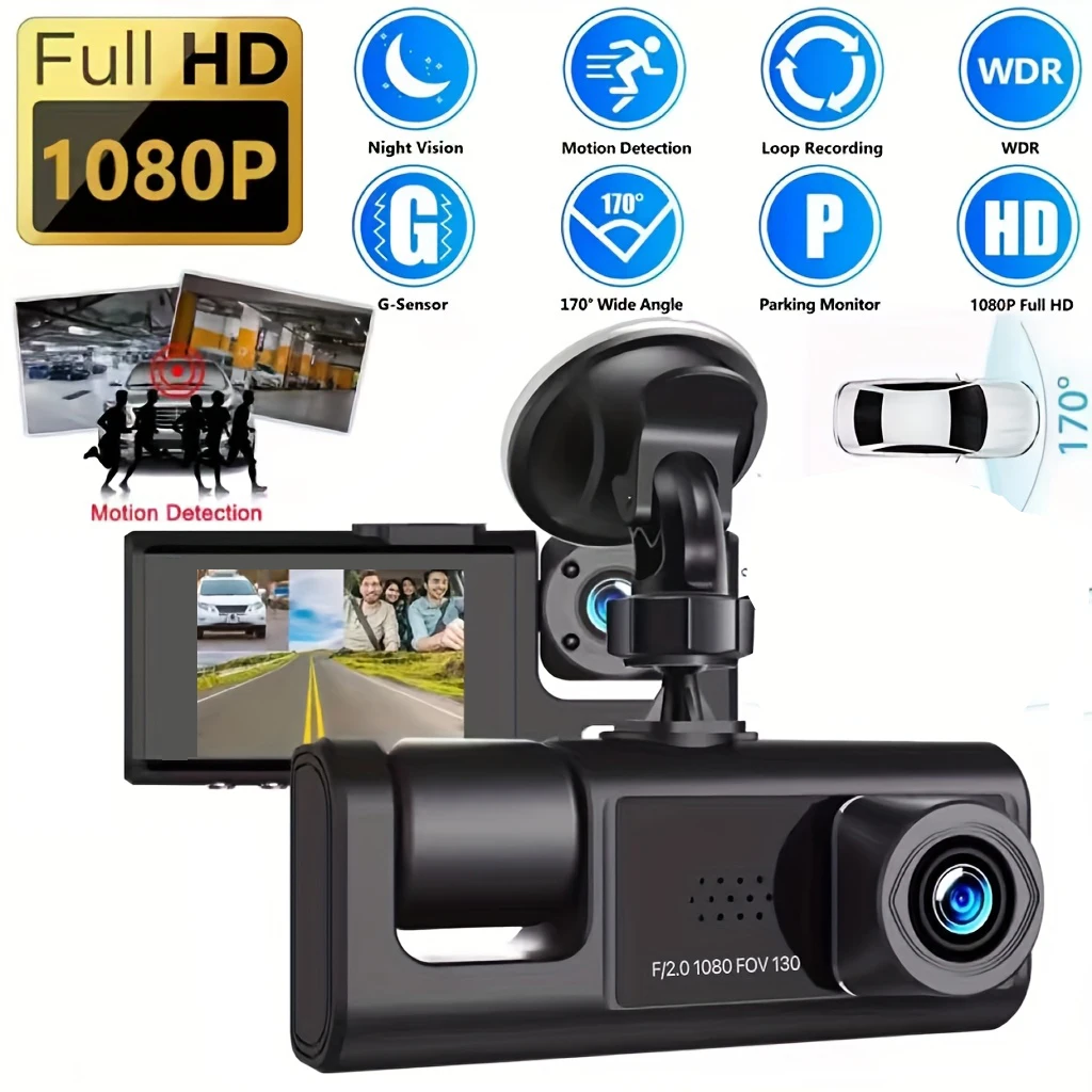 

Dash Camera Night Vision Loop Recording DVR recorder Video Recorder 3-Lens Vehicle DVR Universal