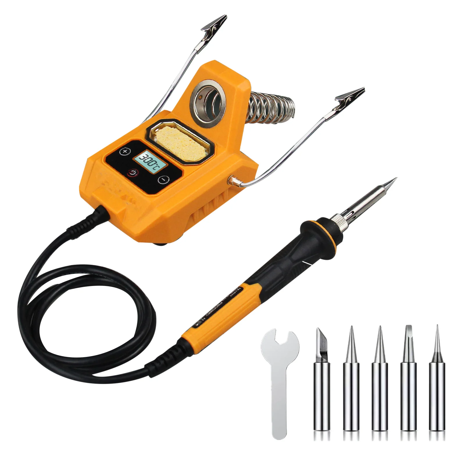 Cordless Soldering Station for Dewalt 20V Battery, 60W Digital LCD Iron with 6 Tips & 2 Helping Hands, 100-500℃ Adjustable