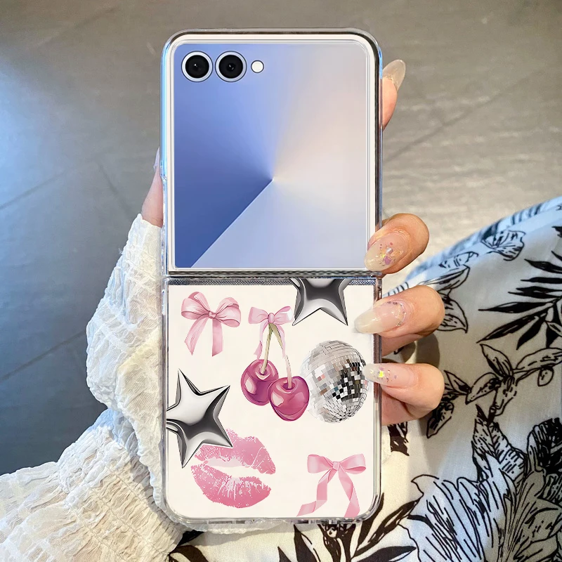 Glitzernde Kristallkugel-Bogenmuster-Handyhülle für Samsung Galaxy Z Flip7 FE Flip6, transparente Klappabdeckung für Samsung Z Flip 3 4 5 6 7