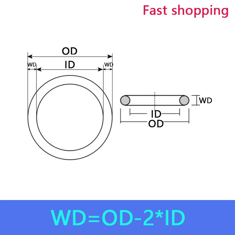 WD: O-ring Dinitrile da 2.4mm, anello di tenuta di tipo O, nitrile, resistenza alle alte temperature, resistenza alle alte pressioni, impermeabile