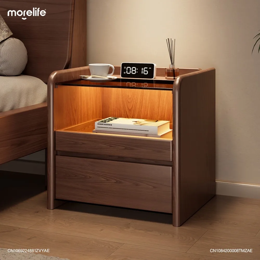 

Solid Wood Bedside Table Multifunctional Modern Minimalist Bedroom Small Storage Cabinet Nightstands for Bedroom Furniture K01