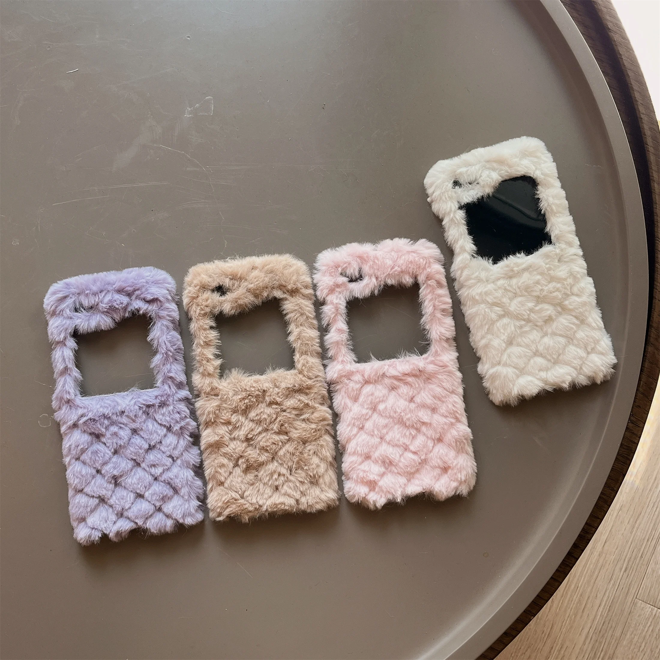 For Samsung Galaxy Z Flip 5 4 3 5G Plush Case Creative Diamond Shape Fluffy Drop-proof Silicone Phone Cover