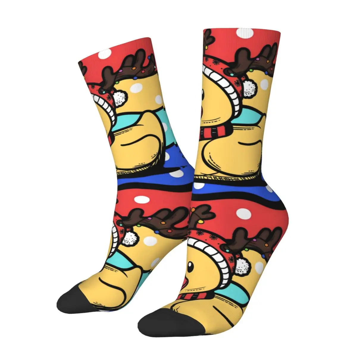 Cute Little Yellow Duck Stockings Christmas  Graphic Leisure Socks Winter Anti Skid Socks Men Running Sports Medium Soft Socks