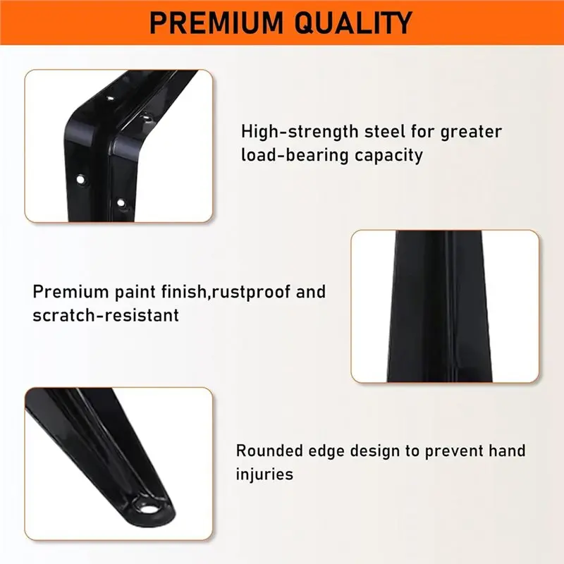 DT19 Shelf Brackets 24Pcs, 6 Inch Floating Shelf Bracket L Bracket Wall Mount Corner Brace, Heavy Duty Carbon Steel, Black, for