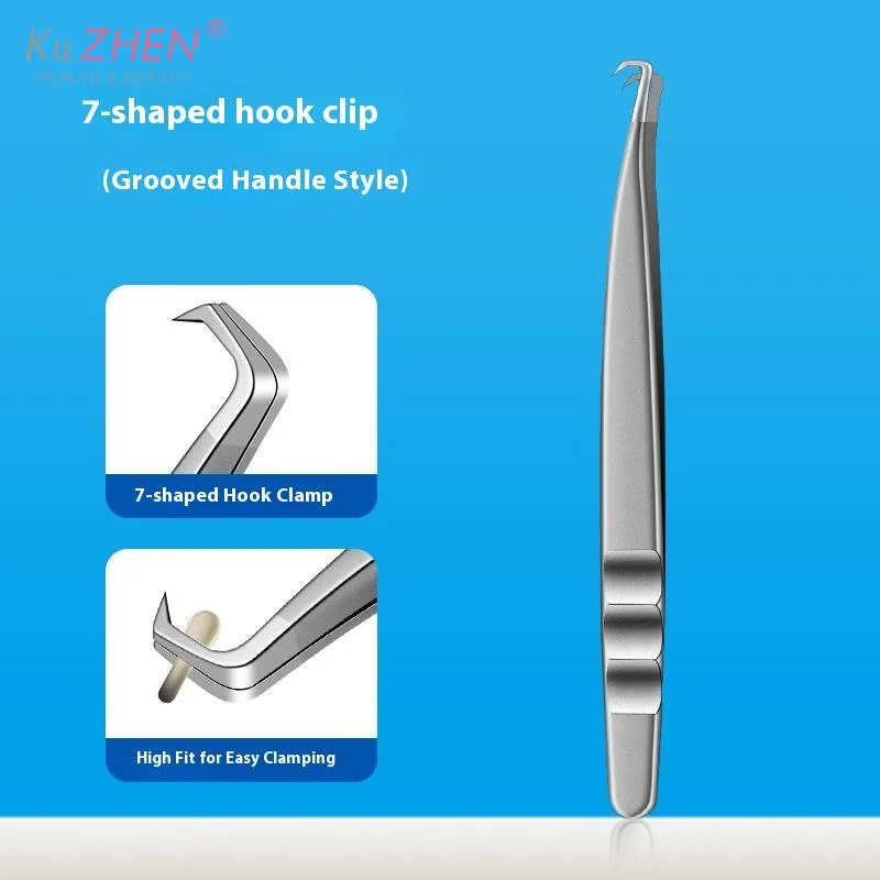 Aiguilles professionnelles Ultra-fines pour points noirs, pincettes à crochet en forme de 7, beauté du visage, outils pour enlever l'acné, pour les soins de la peau, 1 pièce