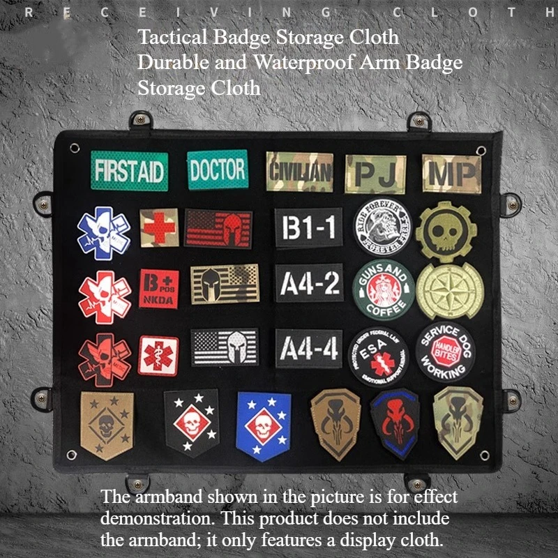 

Display The Fabric Velcro Display Board To Store Tactical Armbands, Morale Badges, and Collection Books.