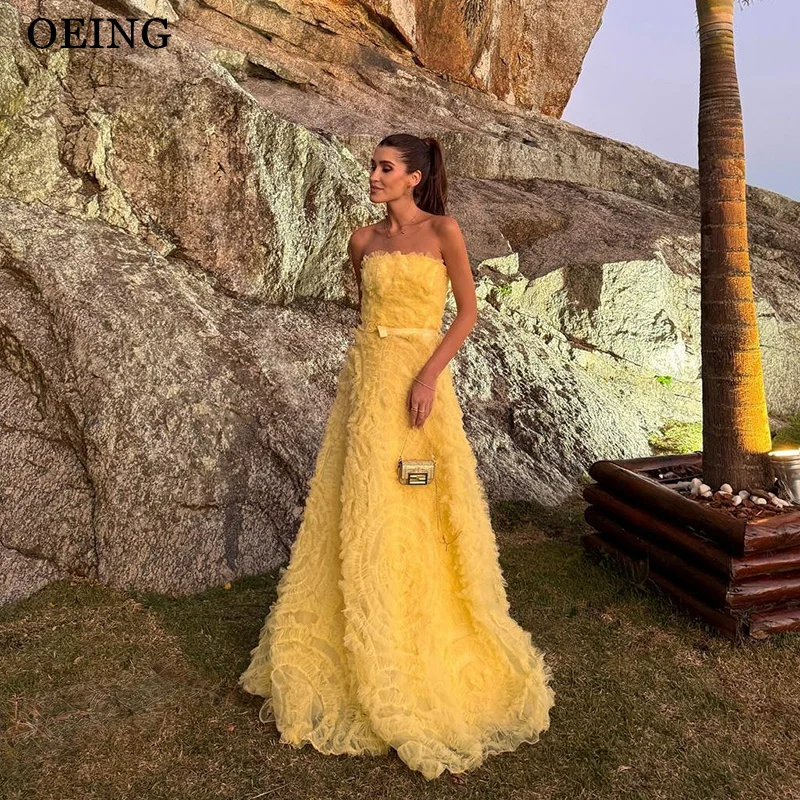 

BOEING Элегантное желтое платье трапециевидной формы для выпускного вечера без бретелек без рукавов длиной до пола, вечерние платья по индивидуальному заказу