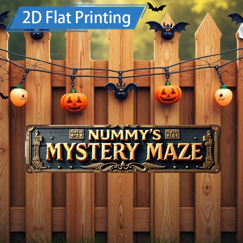 1 قطعة 8x12 بوصة علامة معدنية للهالوين "متاهة غامضة رقمية" 2D طباعة مسطحة علامة معدنية ديكور #1