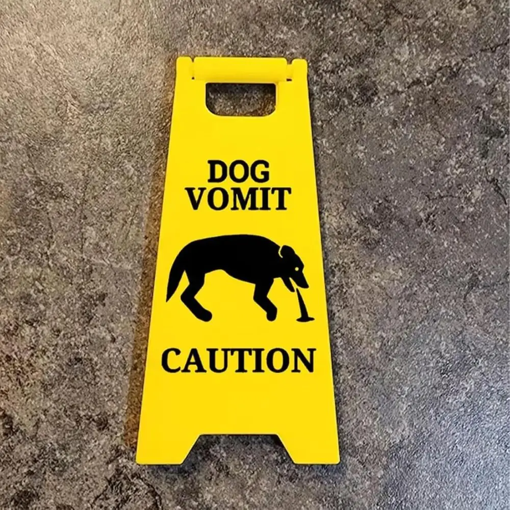 2 PCS Fashion Wet Floor Warning Sign Safety Yellow Dog Vomit Sign Polylactide Bright Cat Vomit Sign Yard