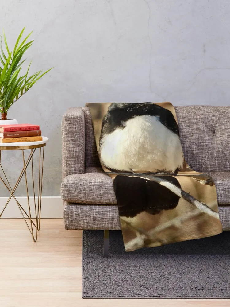 Willie Wagtail on the beach Throw Blanket Flannel Fabric Bed Fashionable Blankets