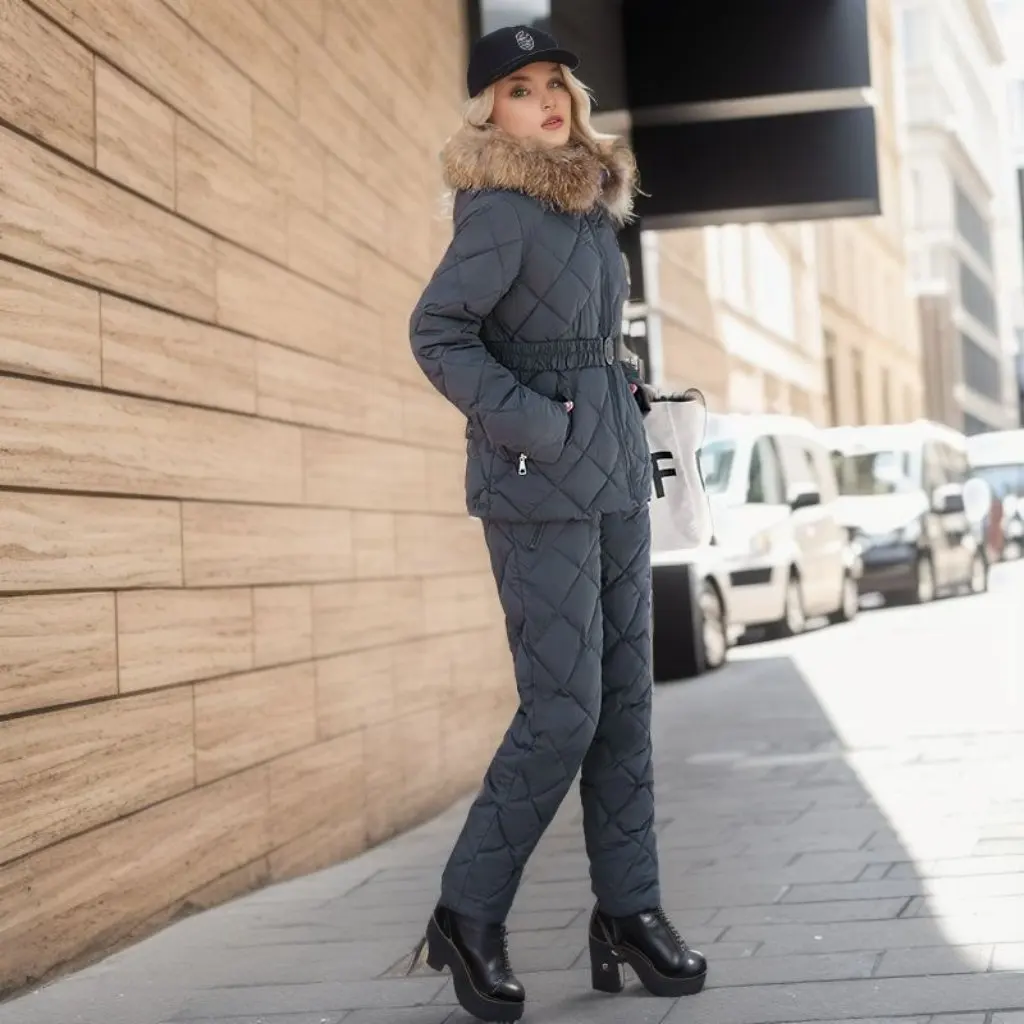 

Женский элегантный утолщенный осенне-зимний лыжный костюм с капюшоном, уличный модный комбинезон, теплое пальто для женщин