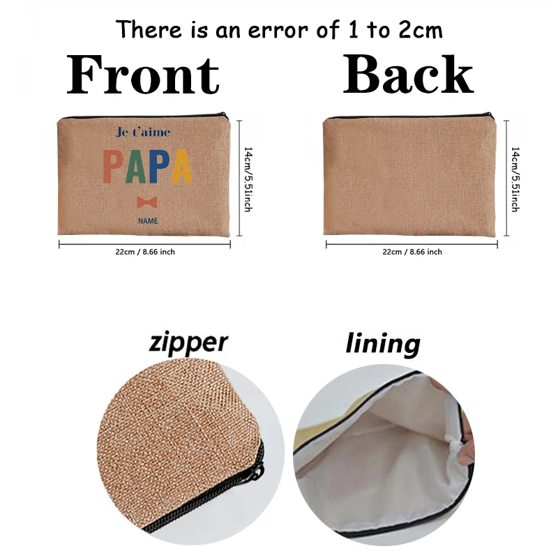 Personalized with Name Papa Dad Glasses Cyclist Patterns Makeup Bag Travel Pouch for Man Father Days Papa Dad Christmas Gifts