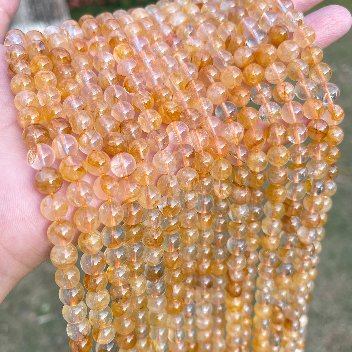 6 8 10 12mm Natural Stone Yellow Flower Quartz Beads Round Loose Spacer Beads for Jewelry Making DIY Bracelet Necklace Accessory