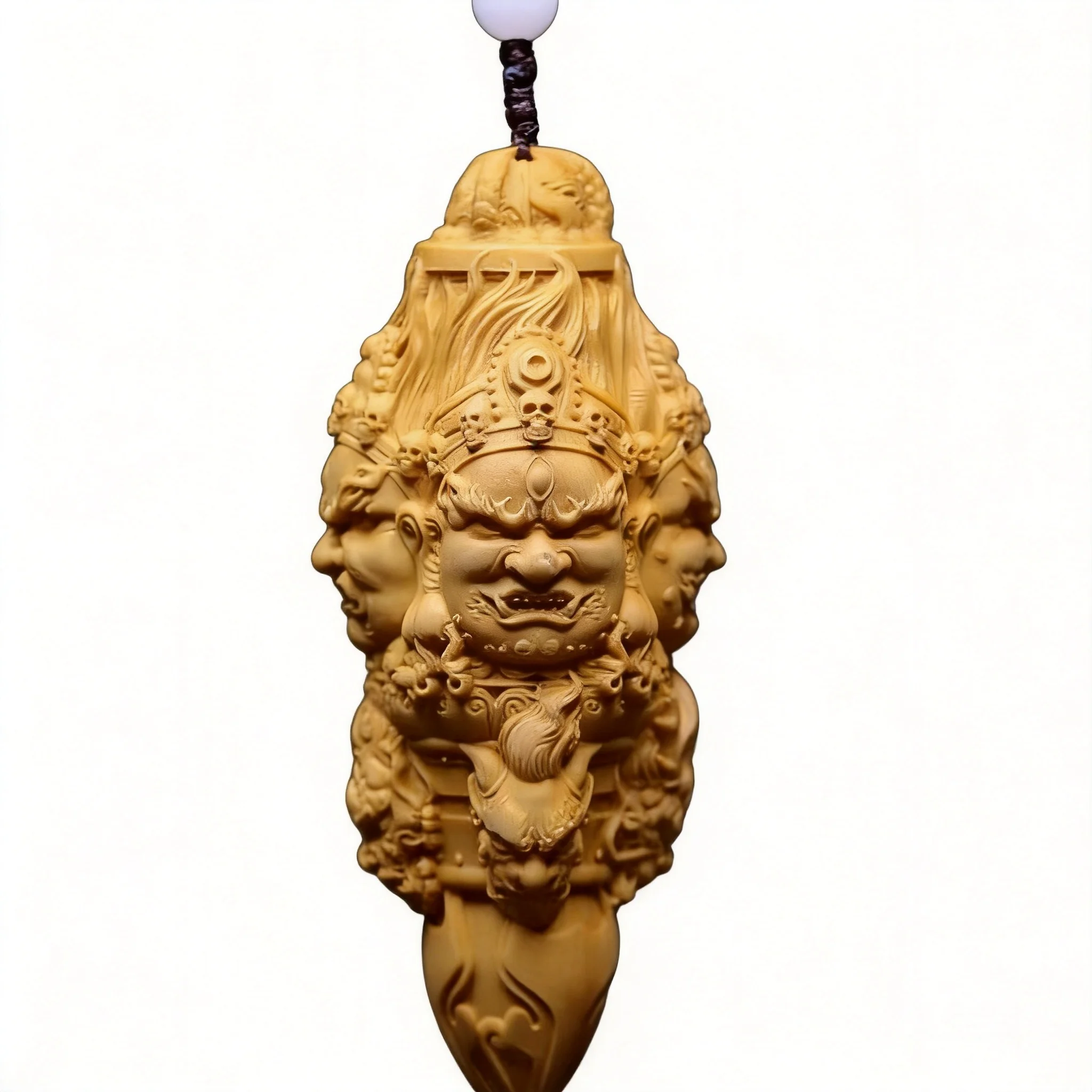 Chinese Traditional Cultural Boxwood Carved Vajra Pestle Good Luck Amulet Men Handheld Fidget Toy Feng Shui Car Hanging Pendant