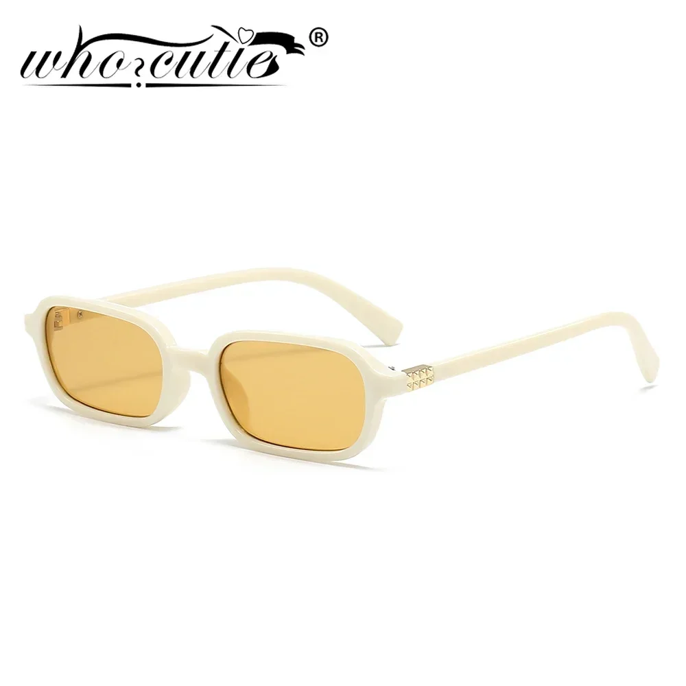 WHO CUTIE, gafas de sol rectangulares de tendencia pequeña para mujer, gafas de sol cuadradas de diseñador de marca de los años 90, gafas de sol rosas, gafas femeninas UV