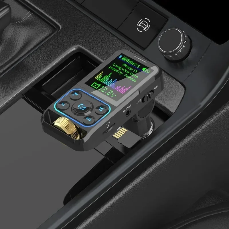12V - 24V Wireless Car FM Transmitter 1pcs Color Display Bluetooth5.3 FM Modulator Mp3 Player, Handsfree Car Kit, QC3.0 Car Char