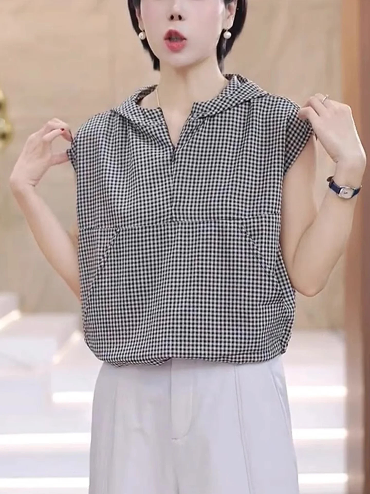 

Шикарный клетчатый свитер с капюшоном ort Sve, футболка в Корейском стиле, летняя модная шелковая одежда, повседневная обувь с узором на голове