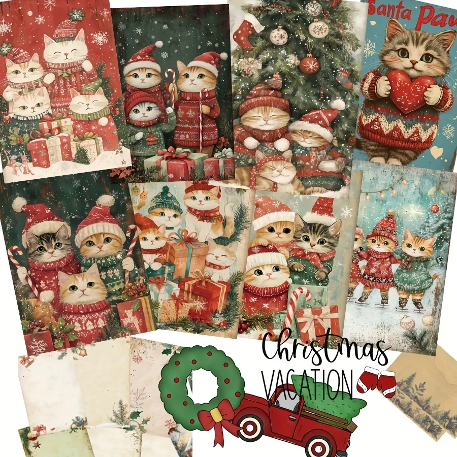 12 بطاقة + 12 ورق حروف + 2 ظرف + 20 ملصقًا مانع للتسرب مجموعة بطاقات بريدية، للحرف اليدوية، وديكور الألبوم، ومستلزمات القصاصات #1