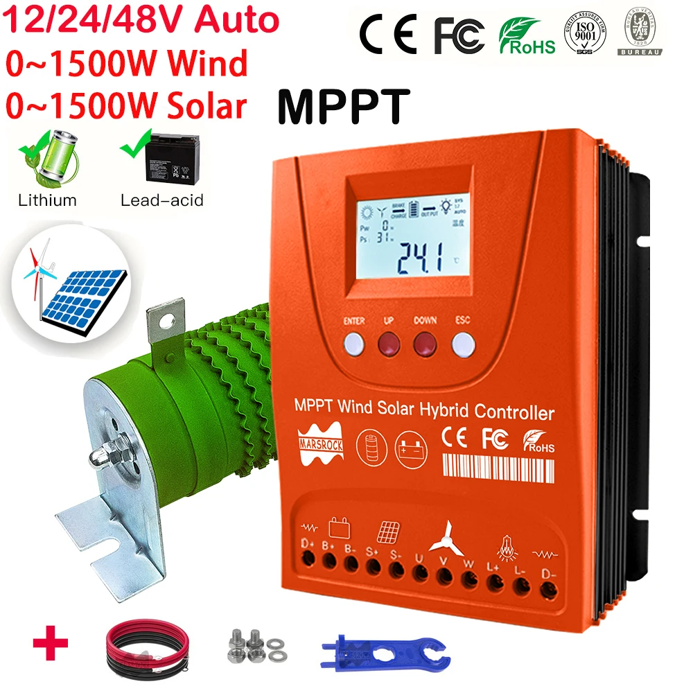 

3000W Hybrid Wind Controller MPPT Board Solar Panel Charger Battery Equalizer LCD Display For Lifepo4 Lithium All Battery
