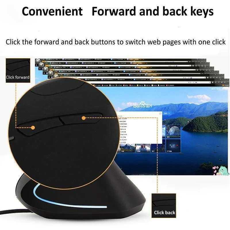 ماوس سلكي لليد اليمنى عمودي RGB ماوس ألعاب مريح 3200 ديسيبل متوحد الخواص USB معصم بصري صحي للكمبيوتر الشخصي