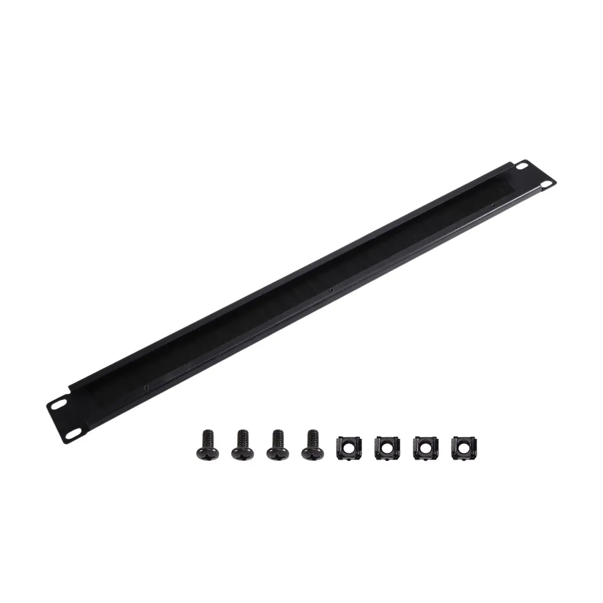 Steel Cable Management Brush Panel Black Cable Organizer for 19 Inch Rack Patch Panel System, 1U