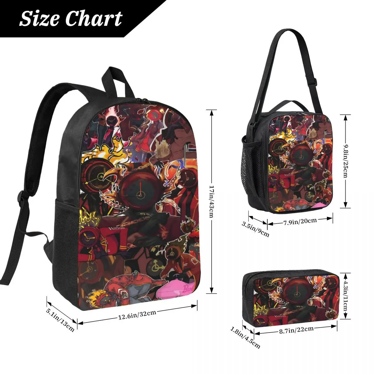 3Pcs Limbus Company Games Theme School bags Set for Kids Pencil Boxes Backpack Sets with Lunch Box For School Students Daypack