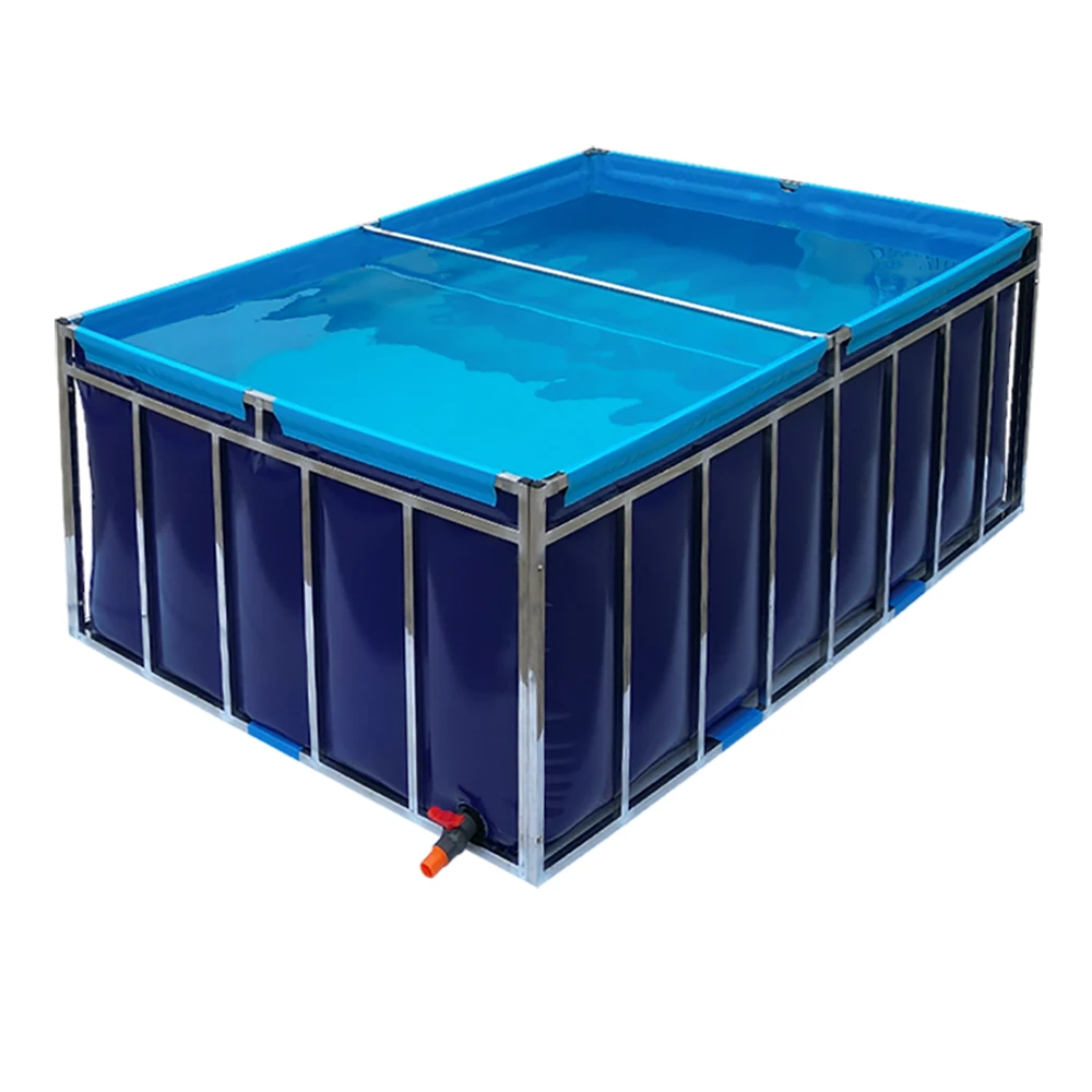 

Canvas fish pond with stainless steel bracket thickened koi temporary pond fish pond tarpaulin fish farming canvas pool
