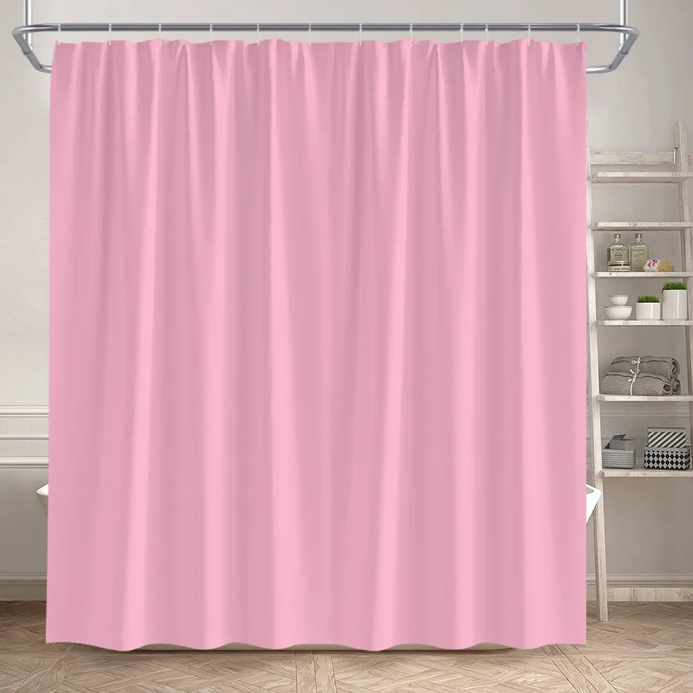 Solid Colour Shower Curtains Pink Blue Green Modern Minimalist Bath Curtain Set Polyester Fabric Home Bathroom Decor with Hooks