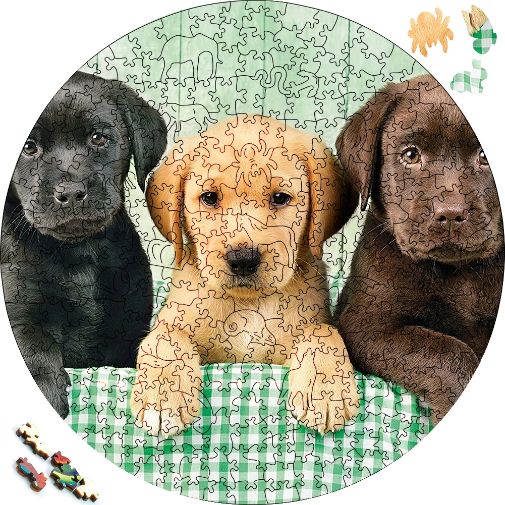 

Interesting Wooden Jigsaw Puzzles Three Dogs 3D Wood Puzzle Craft Irregular Family Interactive Puzzle Toy Best Gift for Adults