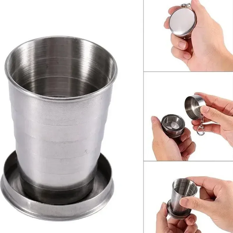 Portable Stainless Steel Foldable Cup 75ml/150ml/250ml Outdoor Travel Collapsible Coffee Mug Telescopic Hiking Camping Water