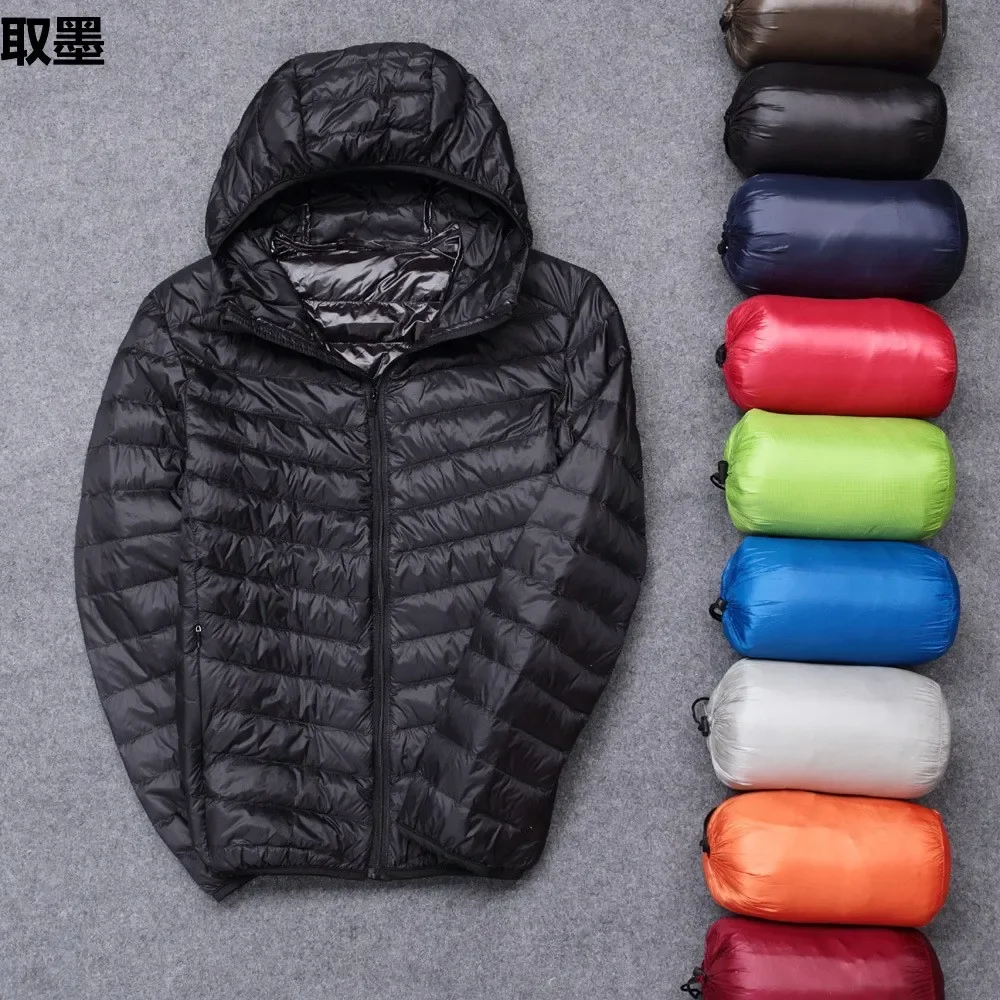 Autumn/Winter New Men's Lightweight Hooded Cotton-Padded Coat Warm Fashionable Cropped Casual Portable Stand Collar Cotton Jacke