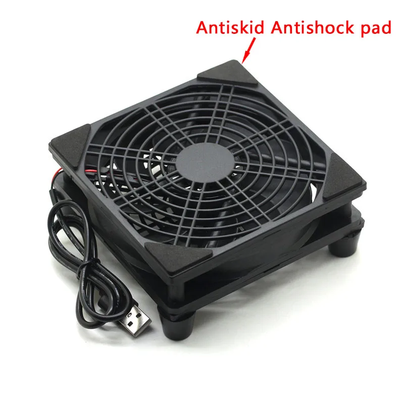 Router Fan DIY PC Cooler TV Box Wireless Cooling Silent Quiet DC 5V 120mm Fan WScrews Protective Net USB Power Cooling Fan