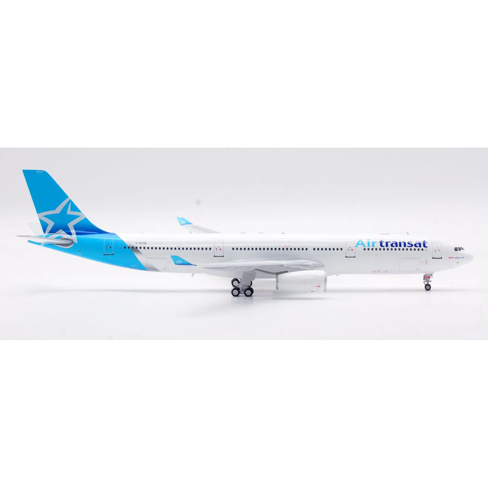 If333ts0124 liga avião colecionável presente inflatight 1:200 air transat airbus A330-300 diecast aeronave jet modelo C-GTSD com suporte