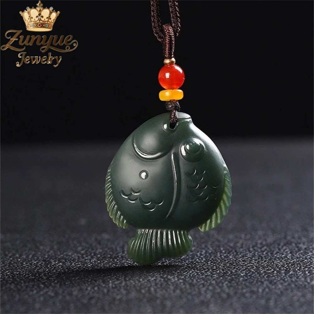 

Natural Hetian Jade Green Jade Pendants Have Fish Pendants Every Year Luxury Quality Jewelry Fashion Jewelry Gift Charms Elegant