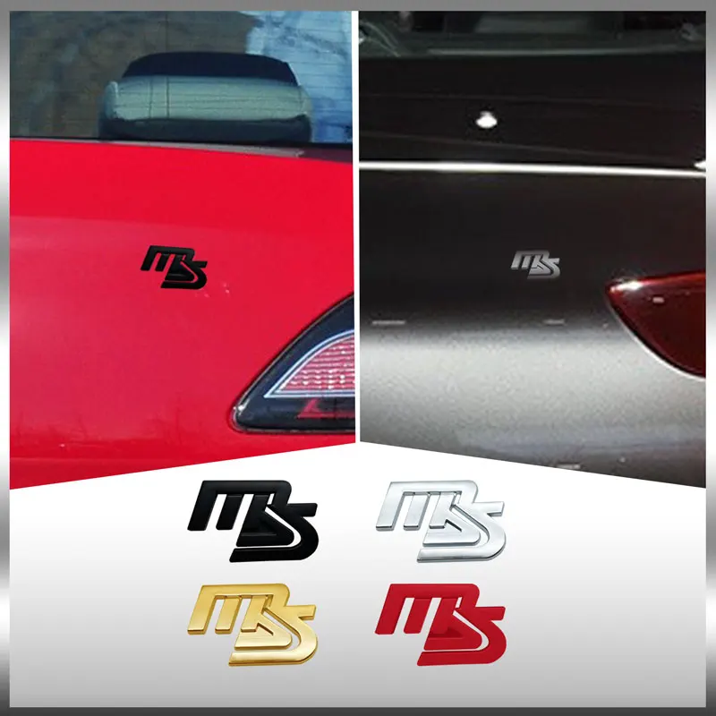 Car Styling Car Side Fender Rear Trunk Emblem Sticker Front Grille Badge Decor For Mazda Speed Mazda MS Letter Logo Atenza Axela