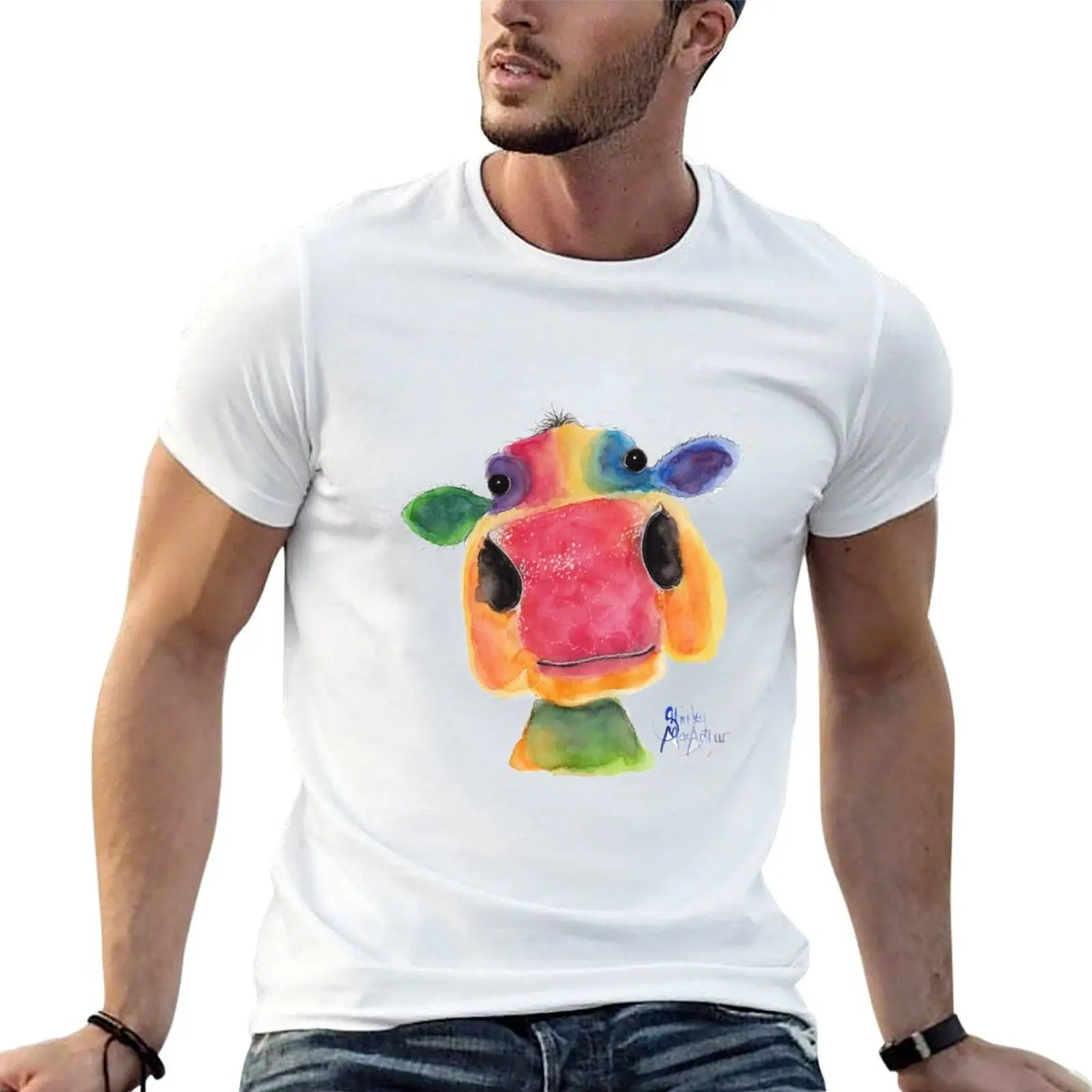 

Cow PRiNT' NoSeY Bridget ' by Shirley MacArthur T-Shirt man t shirt heavy cotton t shirt for man 100 percent cotton T-Shirt