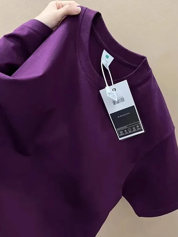 Cseta de Aodón Puro para Hombre, Cuello Pequeño, Manga Corta, Estilo Americano, Color Mo Ume