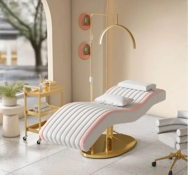 Hot Sale Luxury Eyelash Bed Black Leather Metal Frame Beauty Salon Facial Massage Bed Beauty Salon Massage Bed