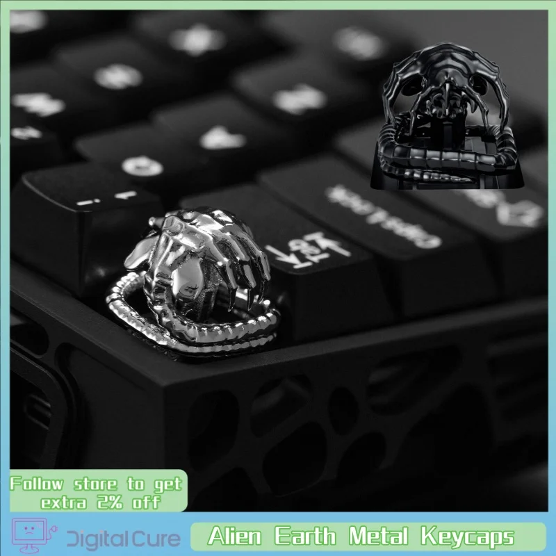

Alien Earth Face Hugging Worm Metal Keycaps Original Personalized Customization Niche 1u Cross Axis Mechanical Keyboard Keycaps