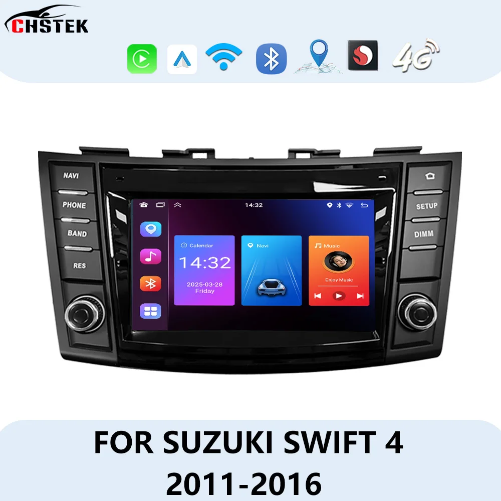 Radio Android CHSTEK con Carplay para Suzuki Swift 4 2011 2012 2013 2014 2015 2016, GPS, WIFI, BT, Navegación, Reproductor Multimedia para Auto