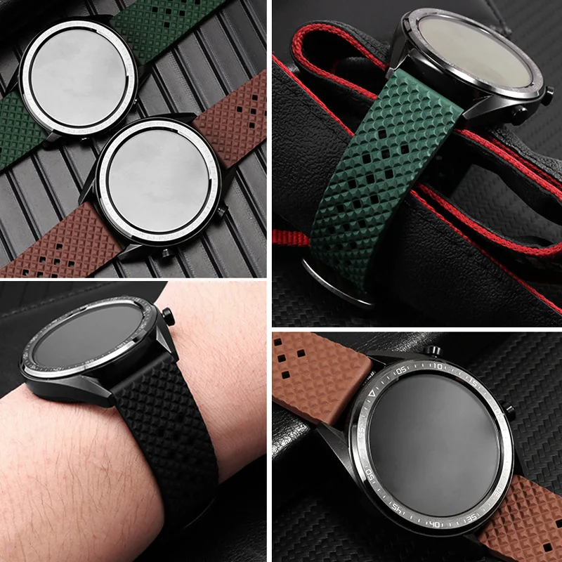 Fluorine Rubber Watch Band 18mm 20mm 22mm 24mm Quick Release Strap Customized Sport Diving Bracelet for Each Brand Watches