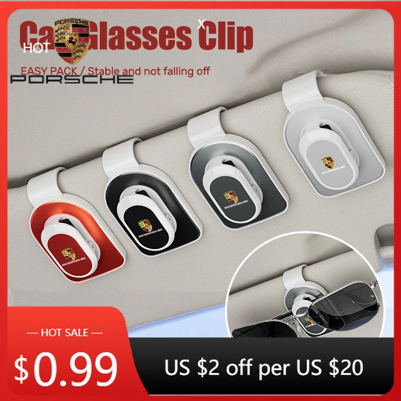 

Car Sticker For Porsche Cayman Cayenne 911 Macan New Car Sun Visor Glasses Clip Sunglasses Card Holder Accessory For Porsche 91