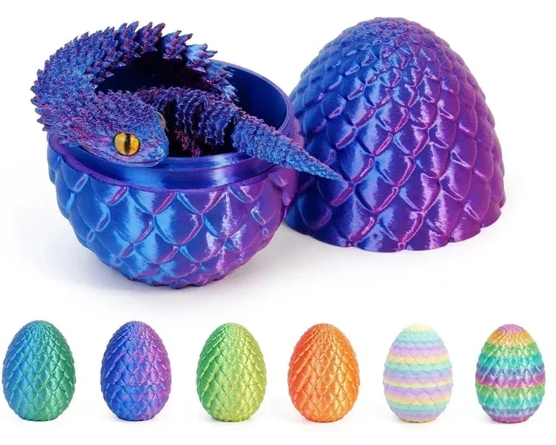 Tischdekoration und Zubehör, 3D-gedrucktes Schlangen-Ei, Geschenk, kreatives Stressabbau, Kinderspielzeug, Action-Puppe, bewegliches Drehspielzeug