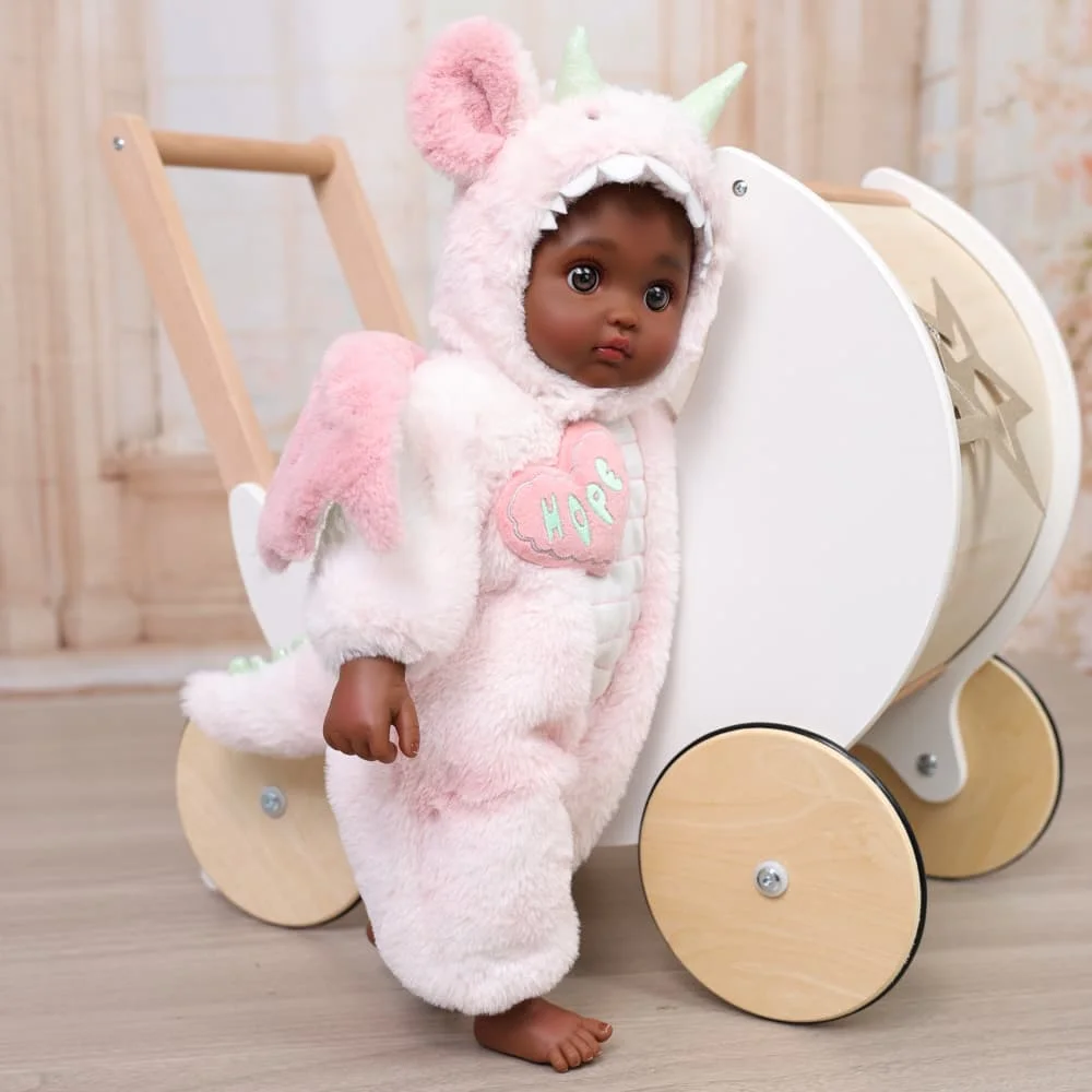 Bambola Reborn Cloveray da 18 pollici con ali in peluche, realistica e morbida, in vinile da 43 cm, simulazione di bambino, bambola drago volante da collezione