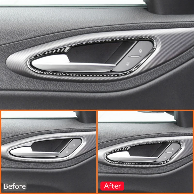 4PCS Carbon Fiber Car Door Inner Handle Panel Trim Frame Interior Sticker For Alfa Romeo Giulia Stelvio 2015-2023