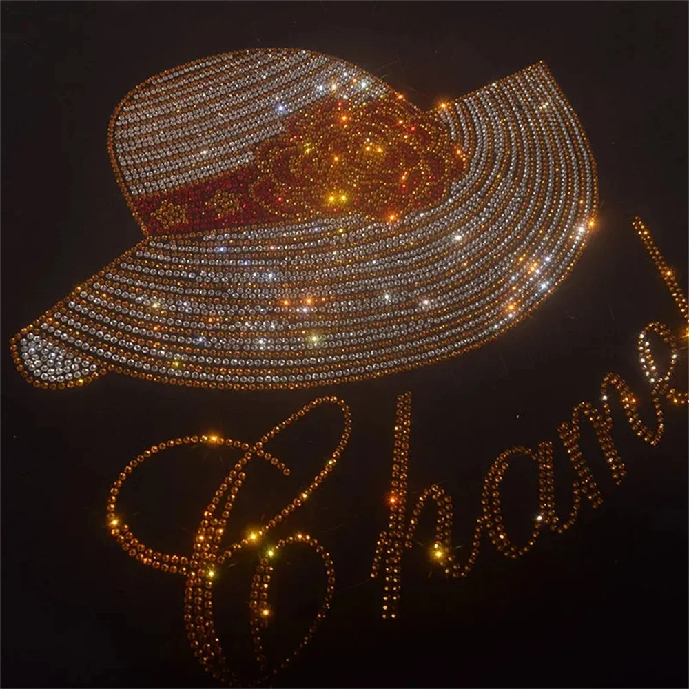 Delicate shiny hat letters fashion large cloth stickers hot diamond sequins DIY clothes decorative patches