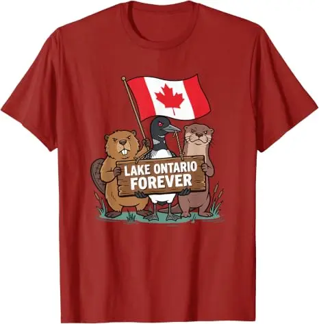 Lake Ontario Forever Otter Animals Flag Lustiges Anti-Lake-America T-Shirt Y2k Pro Lake Ontario Beaver Grafik-T-Shirt für Männer Jungen – Detail 7