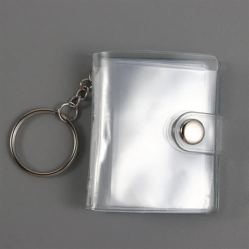 Jelly Color Transparent 16 Pockets 1 Inch 2 Inch Binders Albums Mini Photo Album Photos Holder Keychain Photo Card Holder