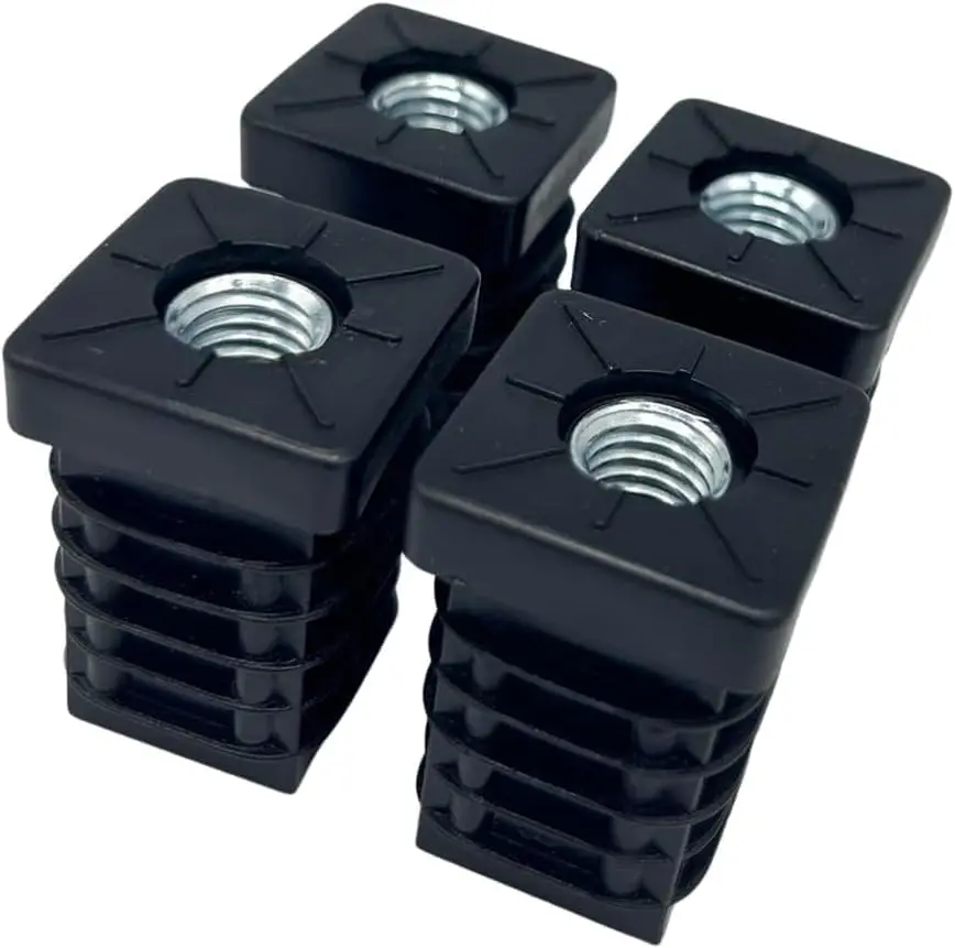 4pcs Square Pincushion Heightening Plug Threaded Tube Cap Furniture Leg Cover Plastic Mounting Bolt Hole Plug